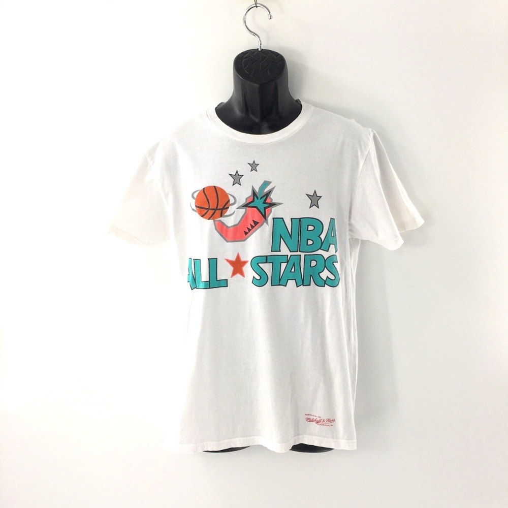 Mitchell & Ness Mens T-shirt NBA All Stars Retro Logo White Cotton Sz M
